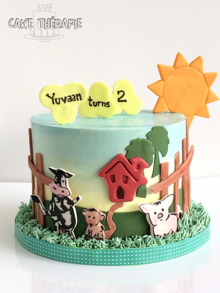 Cute Farm themed cake 