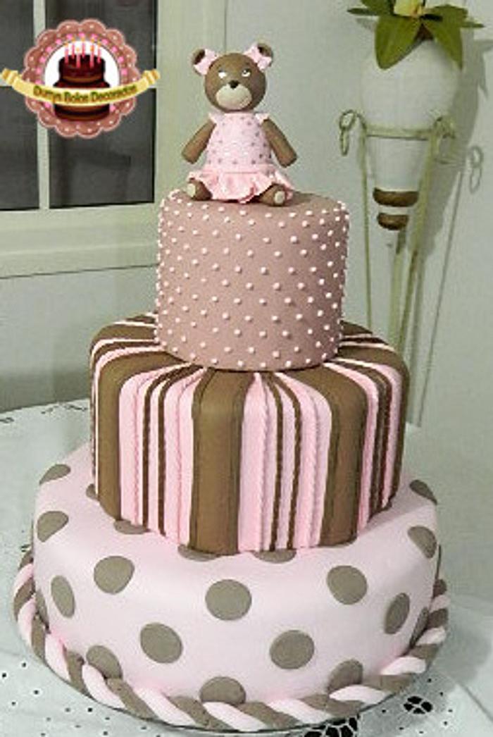 Bear brown and pink Cake