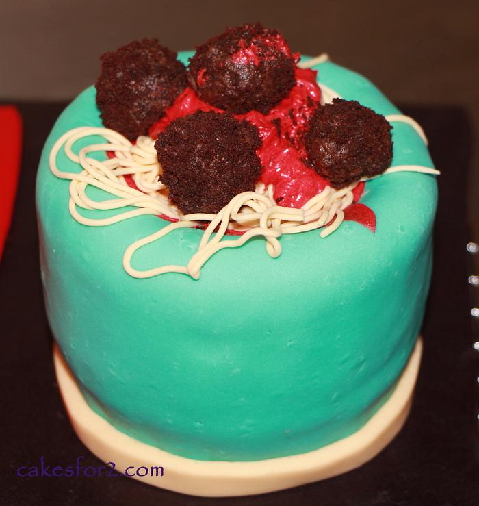 Spaghetti and meatballs small cake