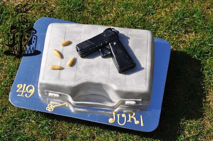 Suitcase with gun