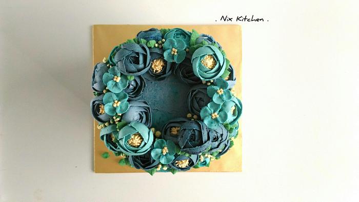 Floral Wreath in Blue Hues
