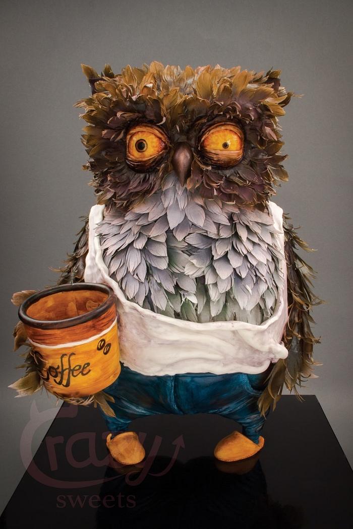 3D Owl cake "out of coffee"