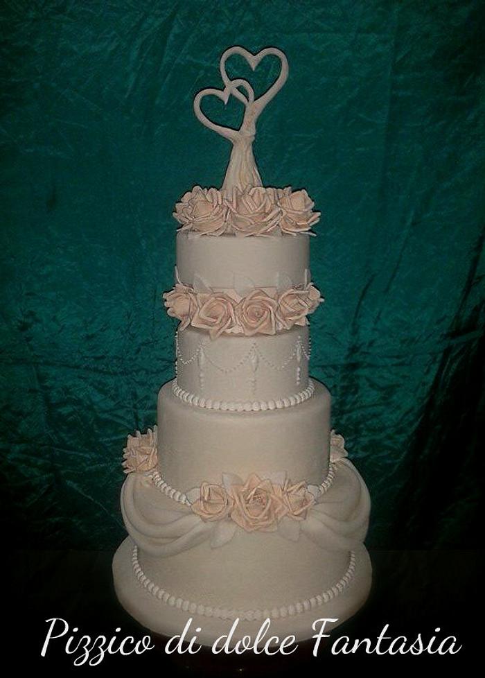 Romantic Roses Wedding Cake 