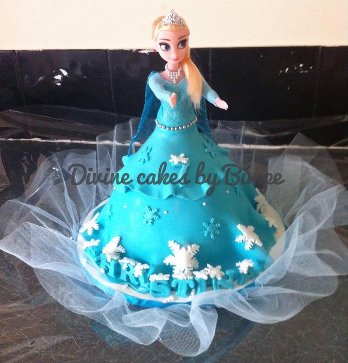 Frozen princess elsa doll cake 