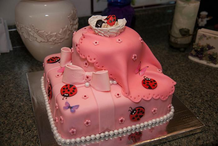 Ladybug baby shower cake