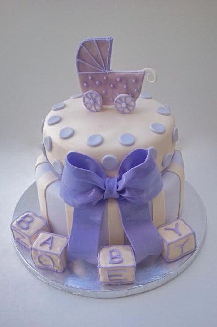 Lavender and Cream Baby Shower Cake