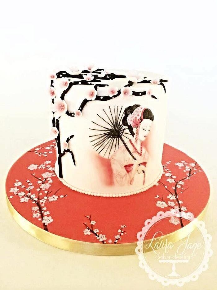 Hand painted japanese cake