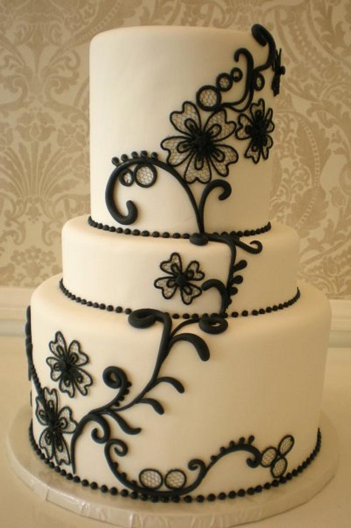 Black and White Flower Lace and Scrolls