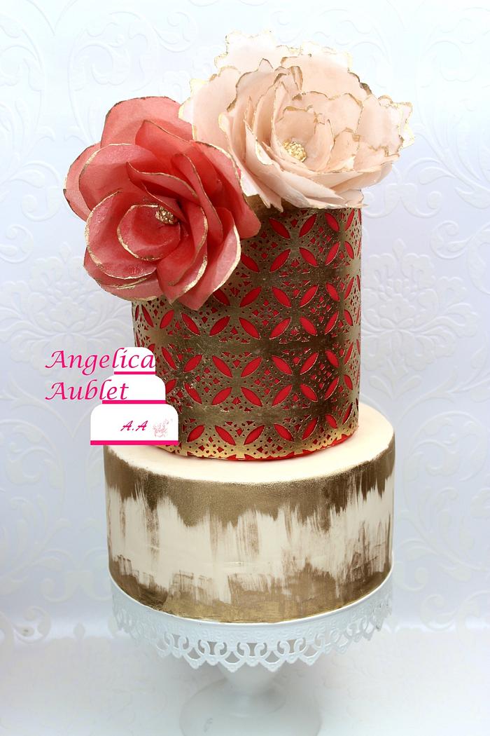 wedding cake red and gold