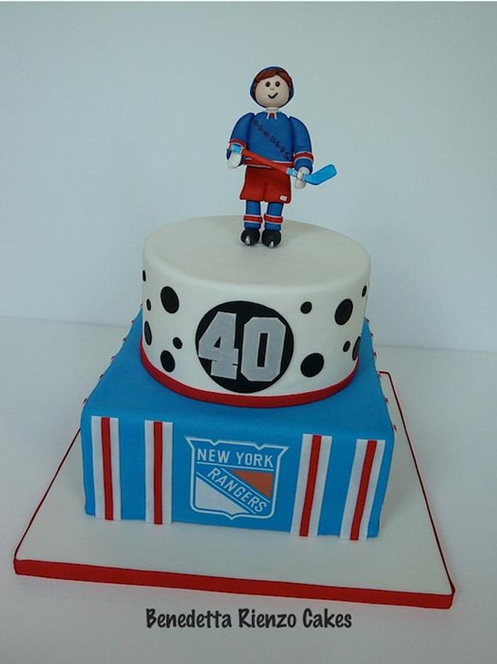 NY Rangers Hockey Cake
