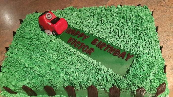 Victor's lawnmower birthday cake