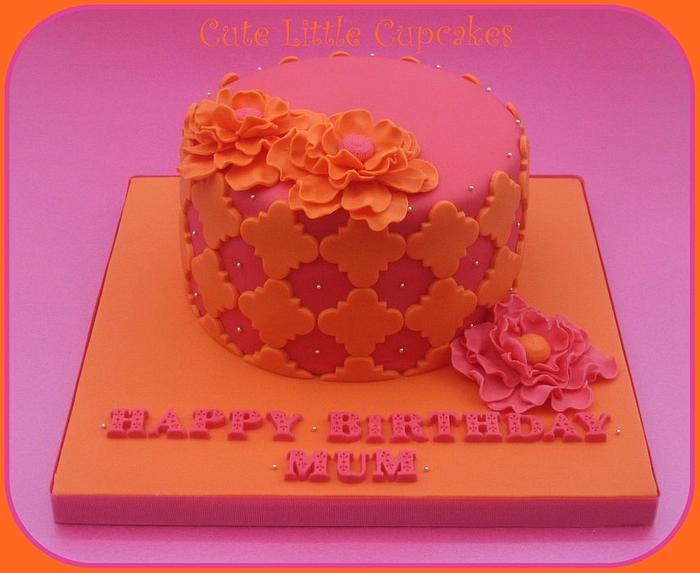 Pink & Orange Birthday Cake