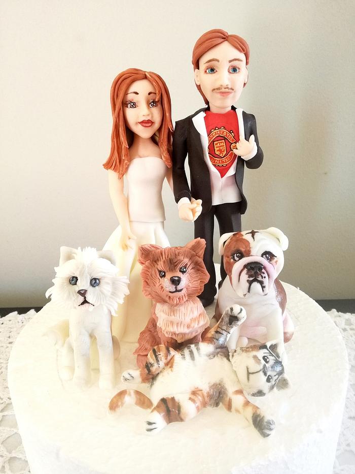 bride, groom and animals