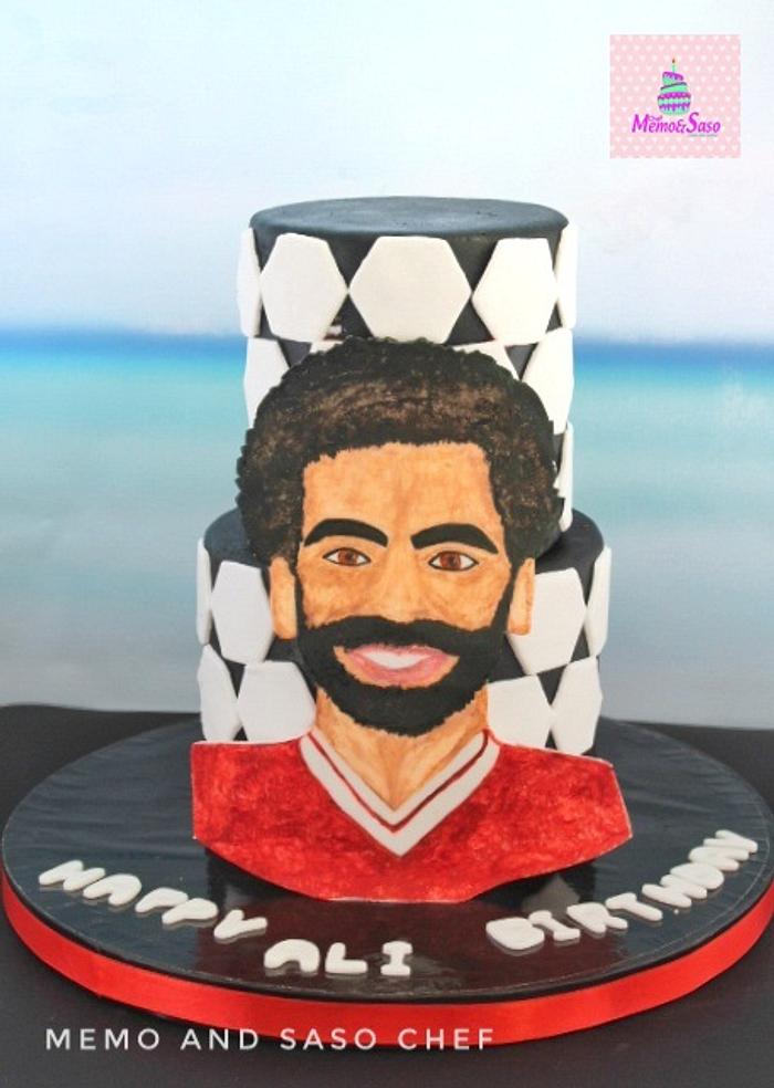 Mohamed Salah free hand painting cake⚽
