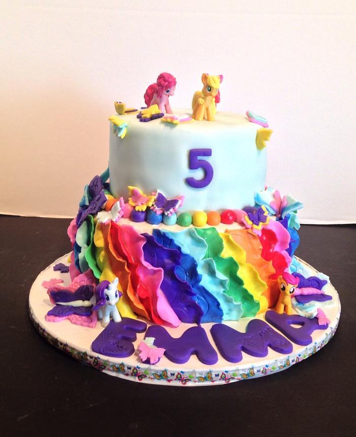 Rainbow ruffled my little pony cake