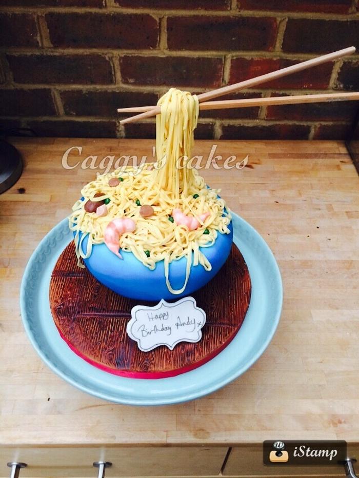 Noodle illusion cake