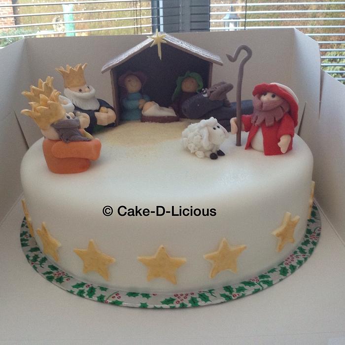 Nativity themed Christmas Cake - Decorated Cake by Anita - CakesDecor