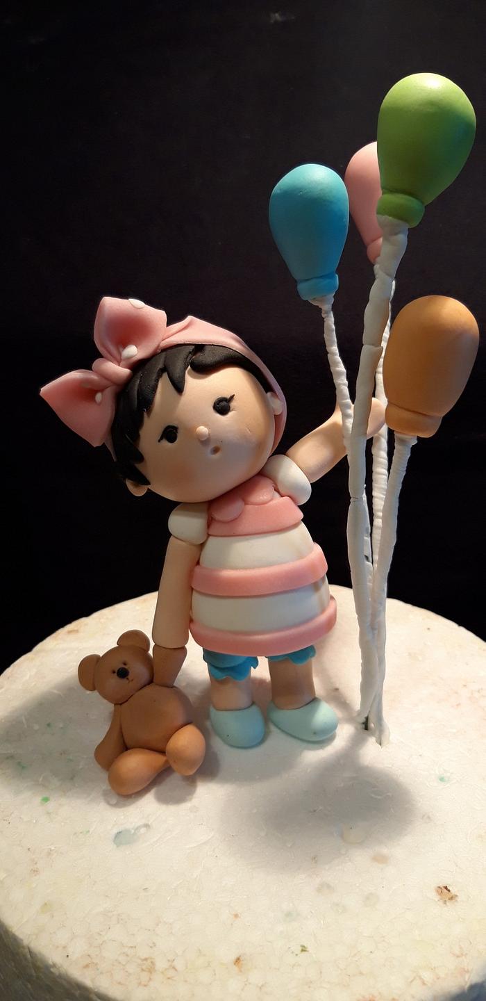 Little Girl with Baloons Cake topper