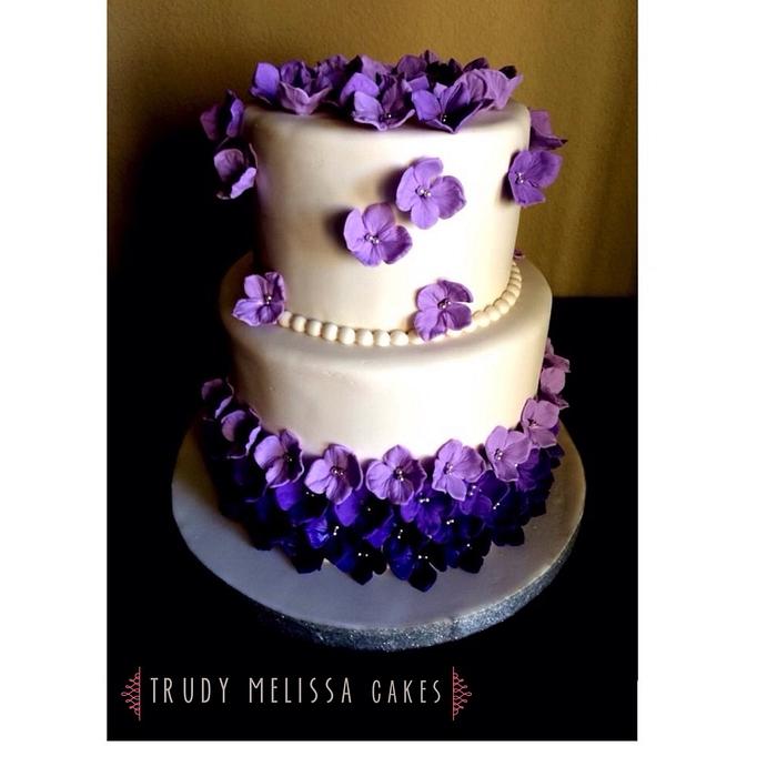 Purple Hydrangeas Bridal Shower Cake