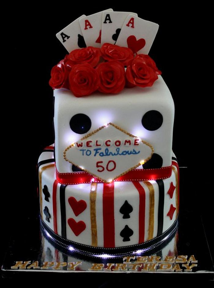 Vegas themed 50th birthday cake