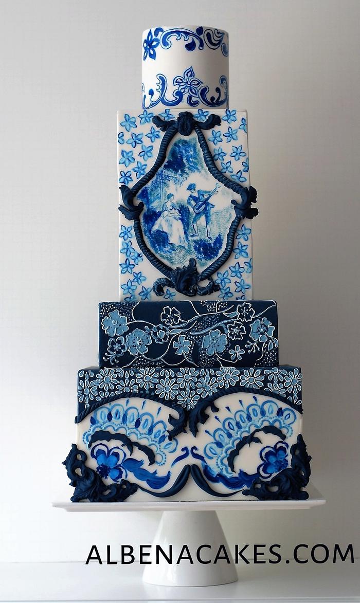 Blue & White Cake