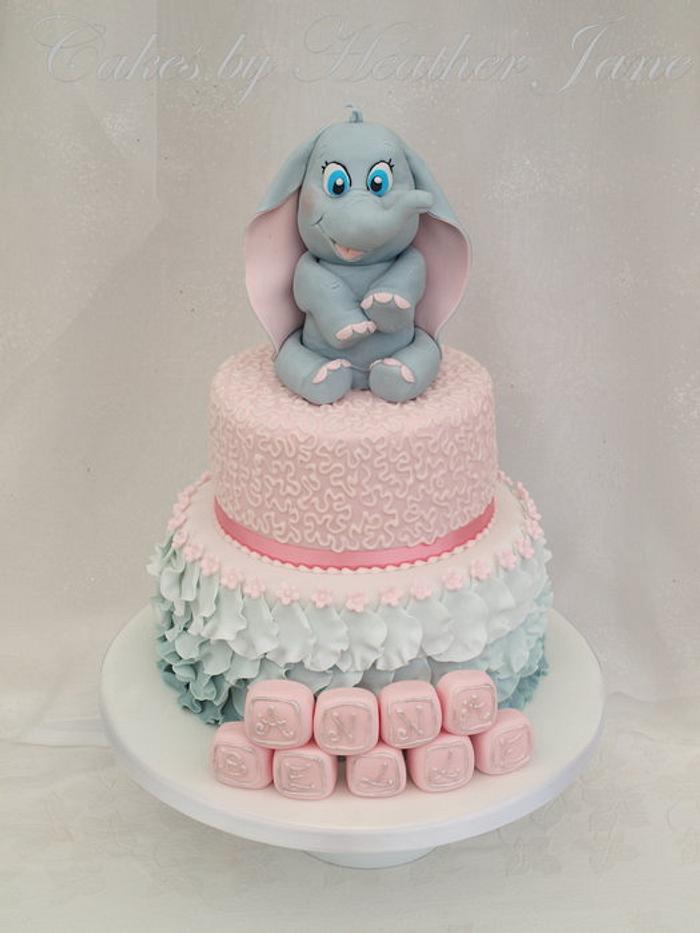 Baby Dumbo Christening Cake