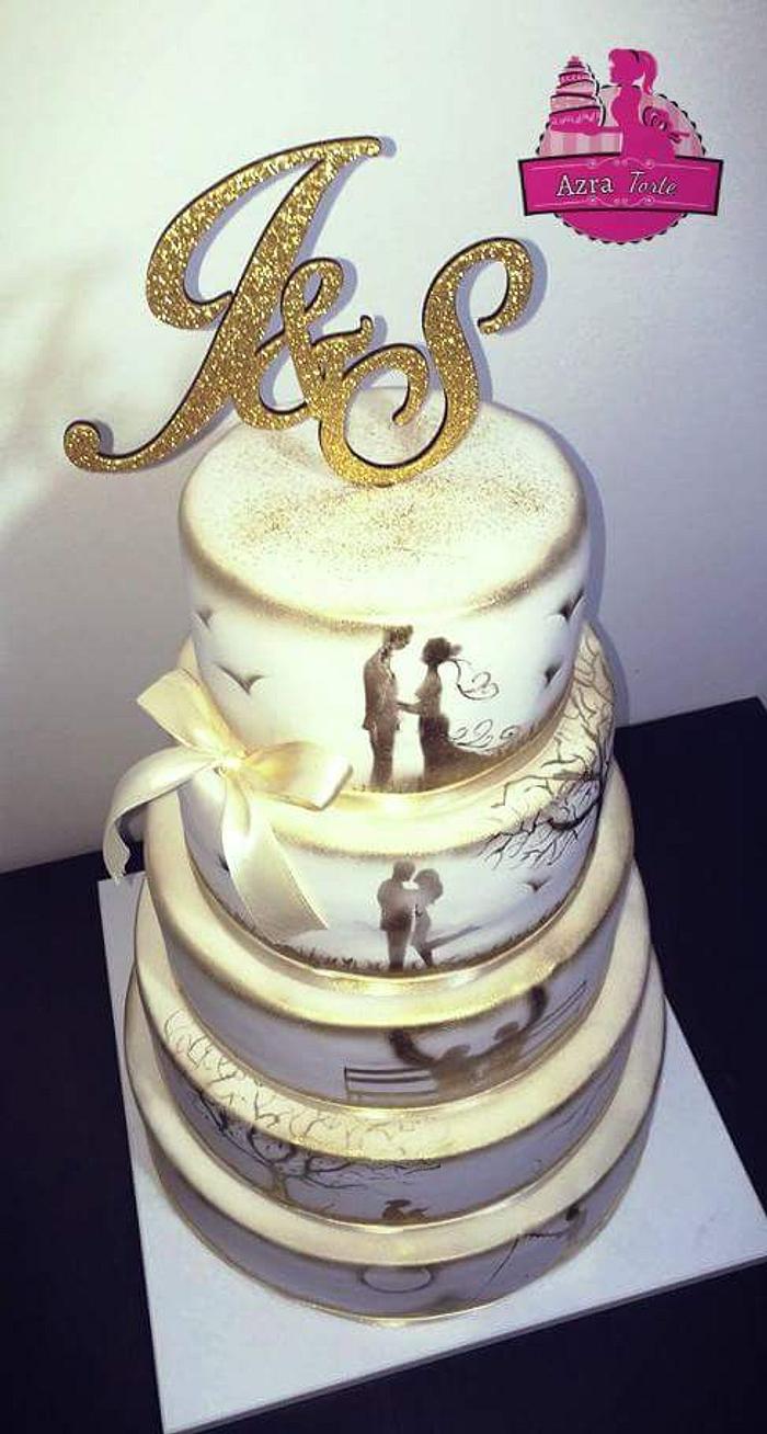 Love story wedding cake
