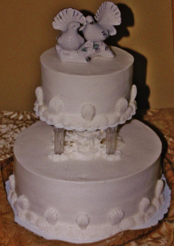 Buttercream dove wedding cake