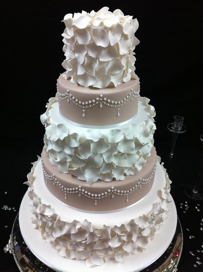 Rose petal wedding cake 