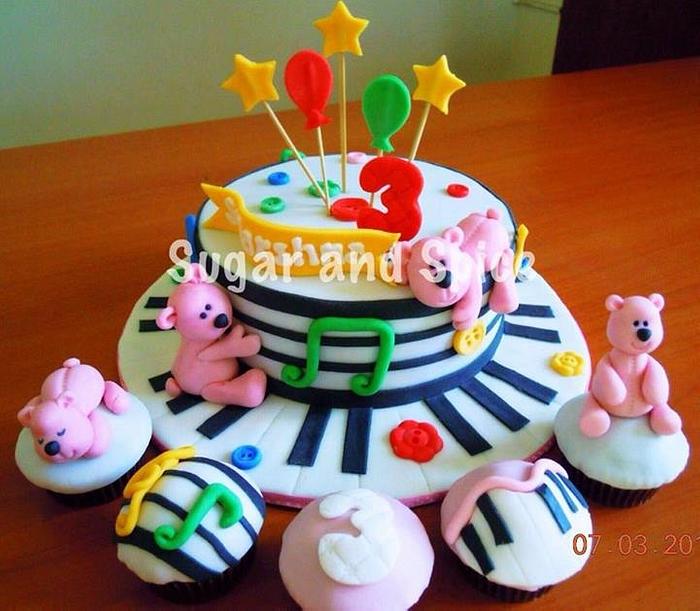 Pink teddy cake