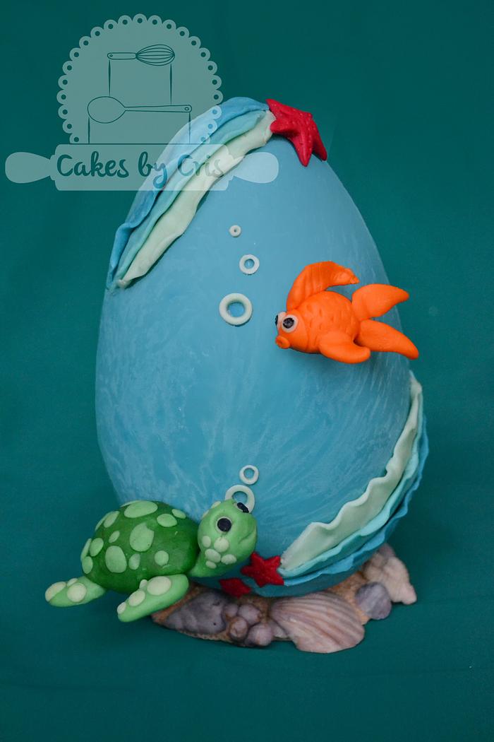 Easter egg double sided - undersea theme