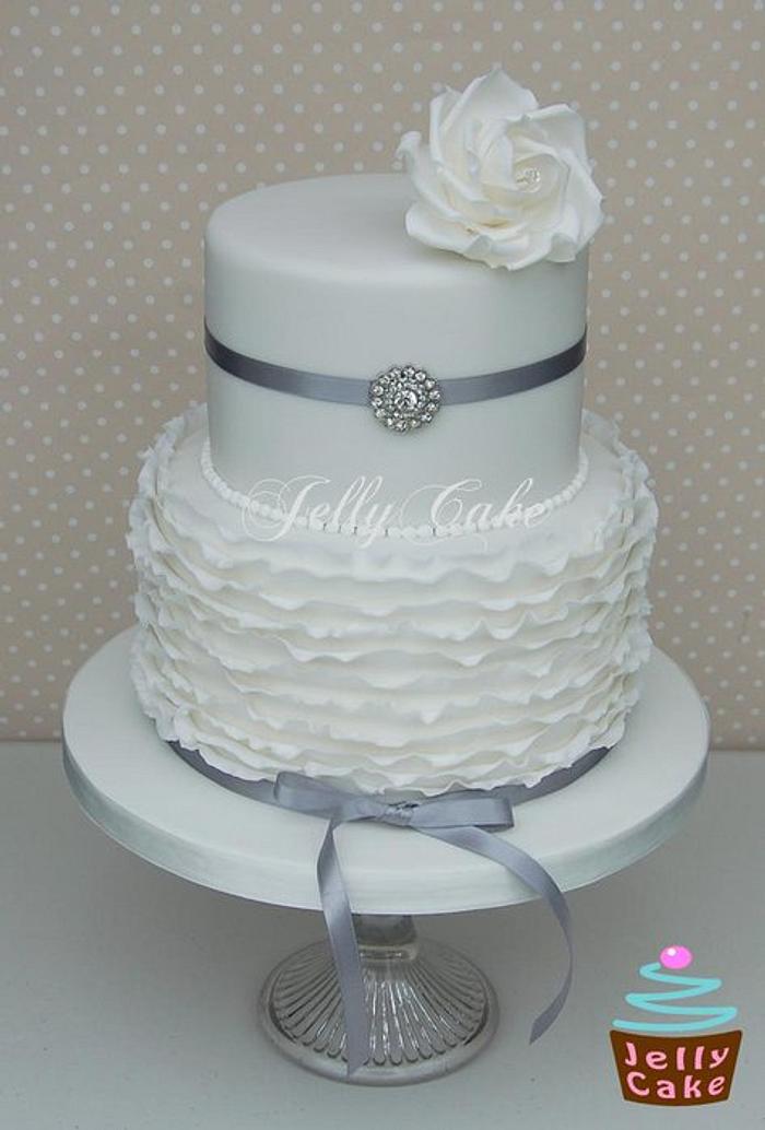 Frills Silver Wedding Cake