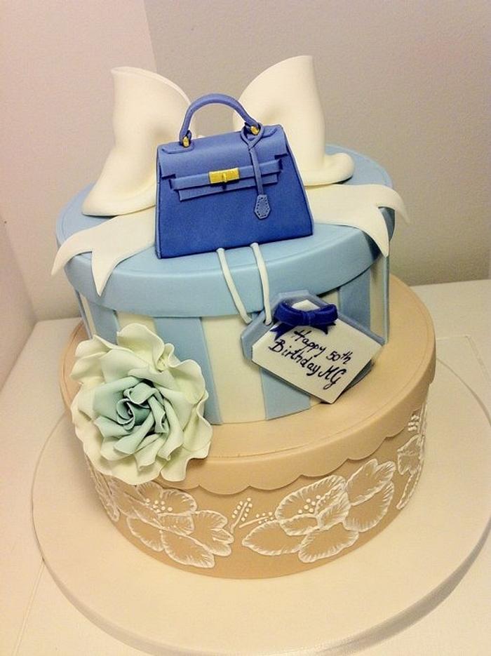 Hat box cake with Kelly bag