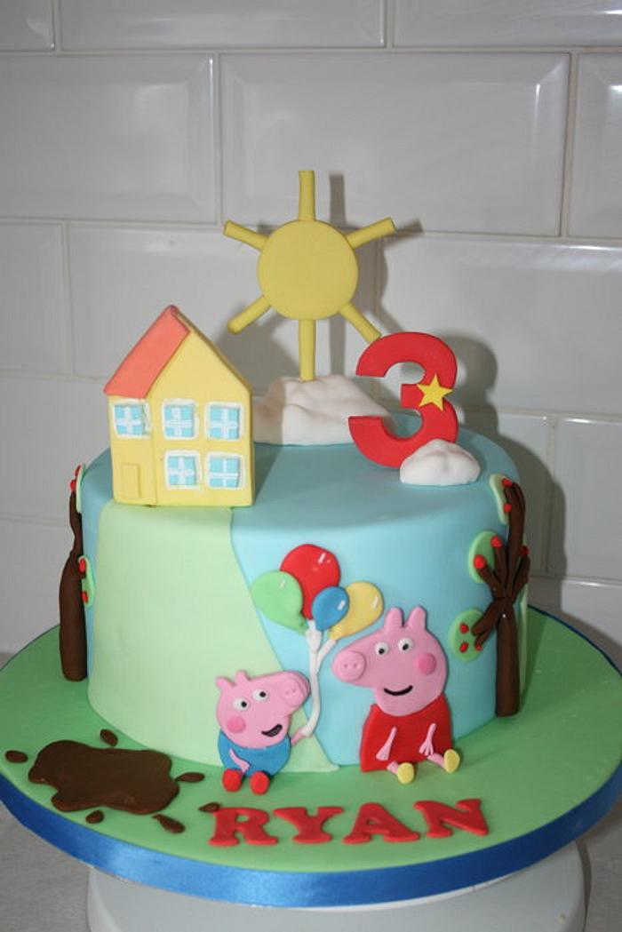 One tier Peppa and George cake