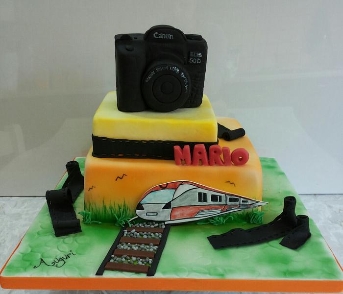 camera and train cake