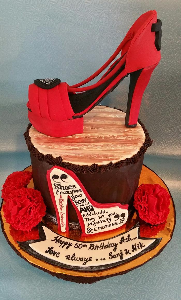 ❤👠Red high heel shoe cake 