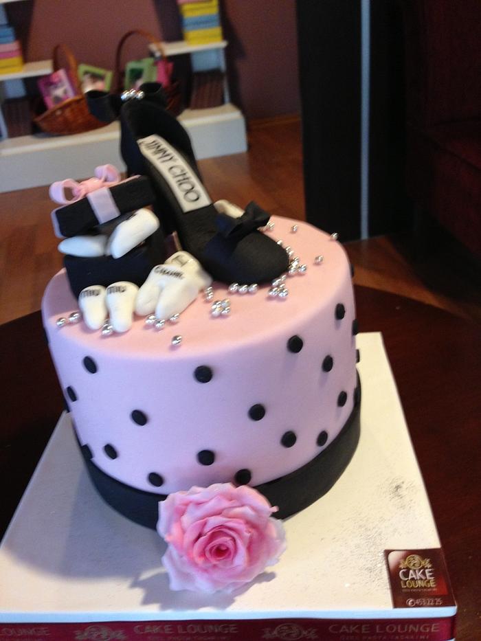 Jimmy Choo shoe birthday cake for a dentist