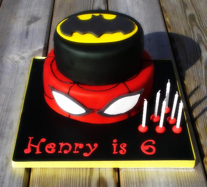 Batman and Spiderman cake