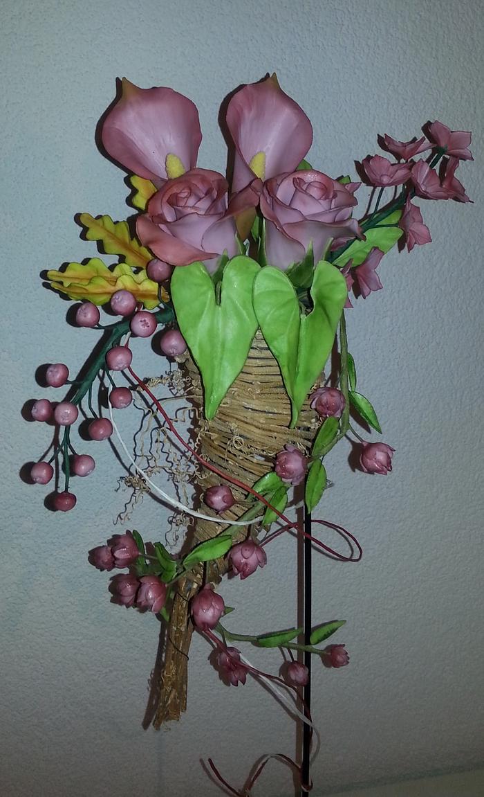 Old Pink Flower Arrangement