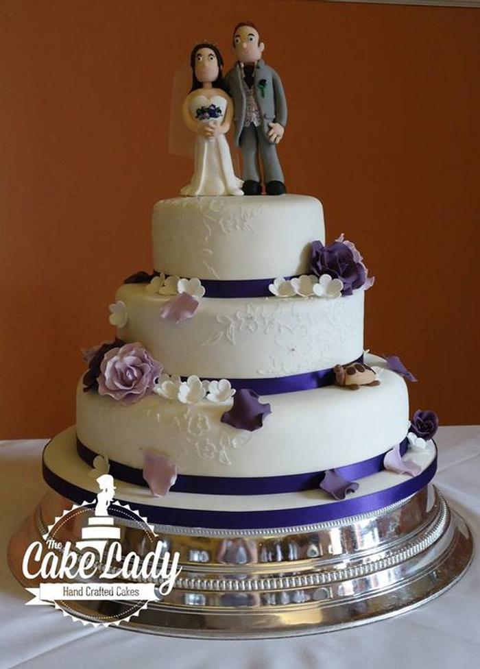 Purple and lilac wedding cake