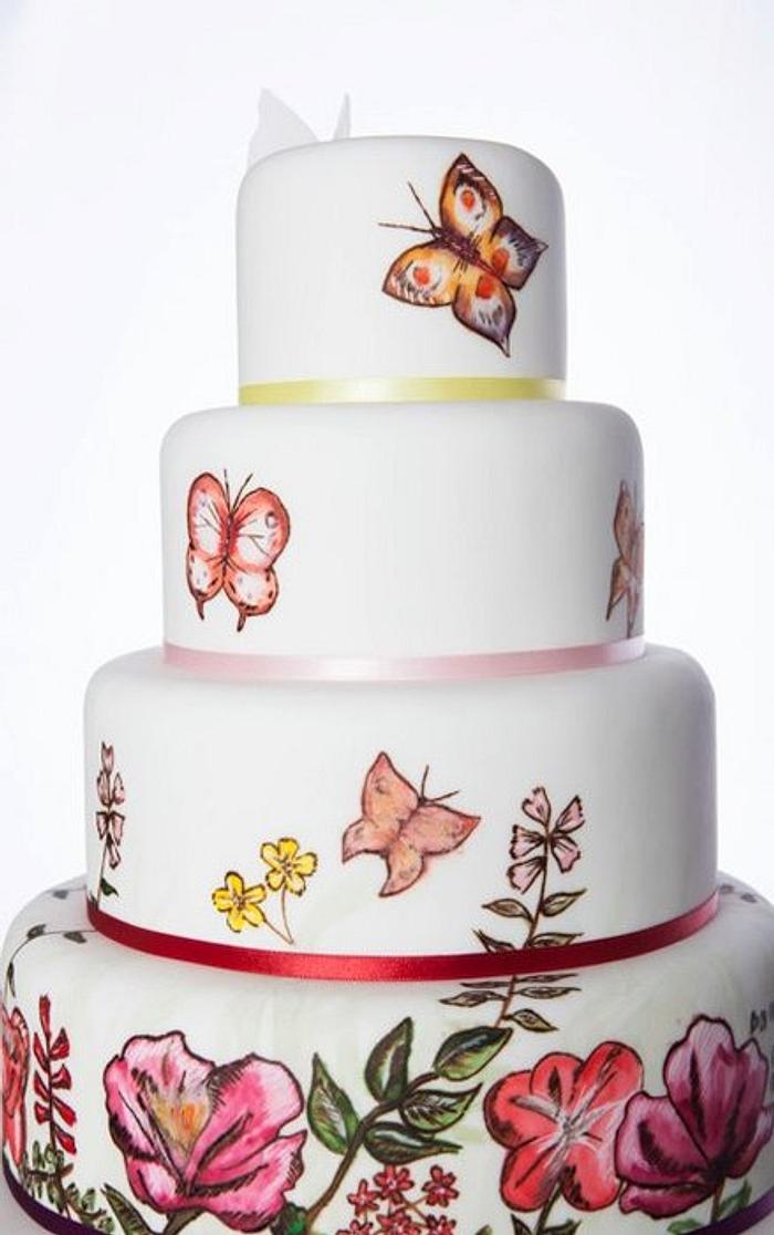 Butterfly cake - Hand painted