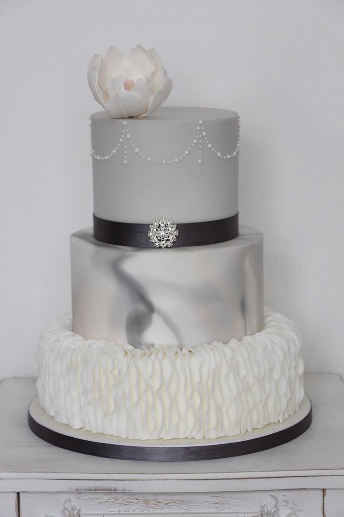 Grey marble wedding cake