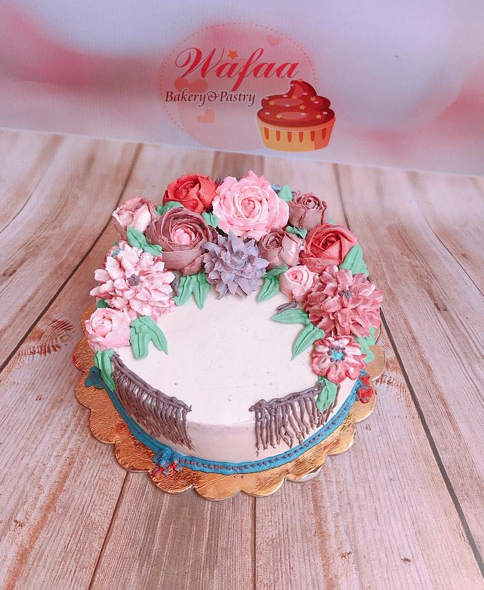 Butter cream flower cake 