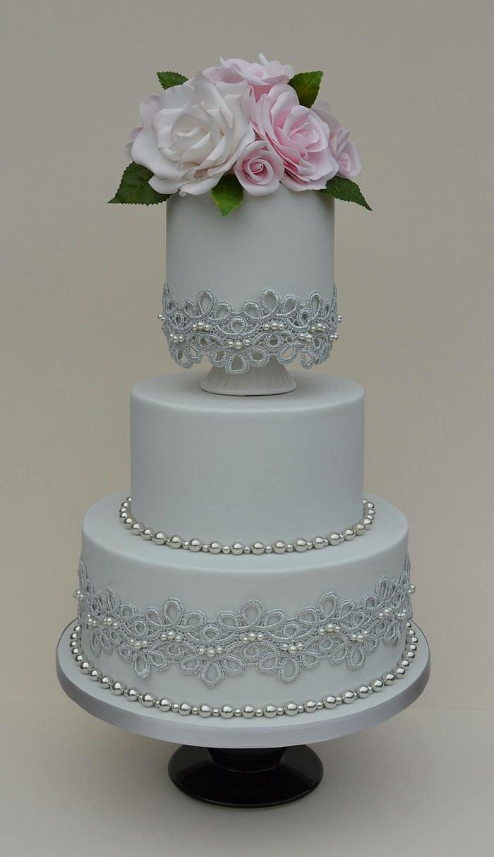 Grey & Pink Wedding Cake