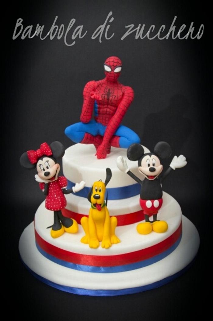 Spiderman & Mickey Mouse Cake
