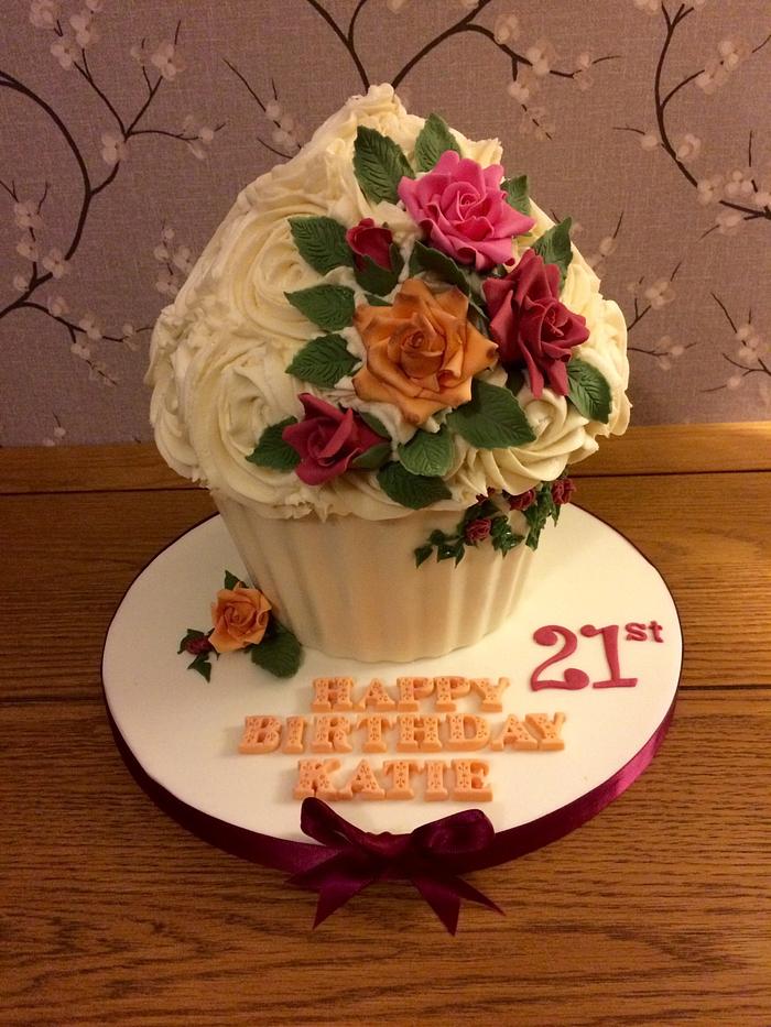 Floral giant cupcake
