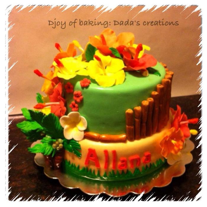 Island style floral cake