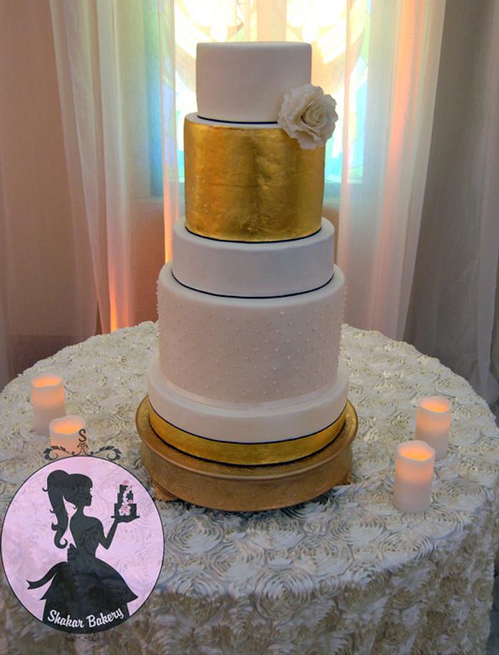 Gold and Pearl Wedding Cake