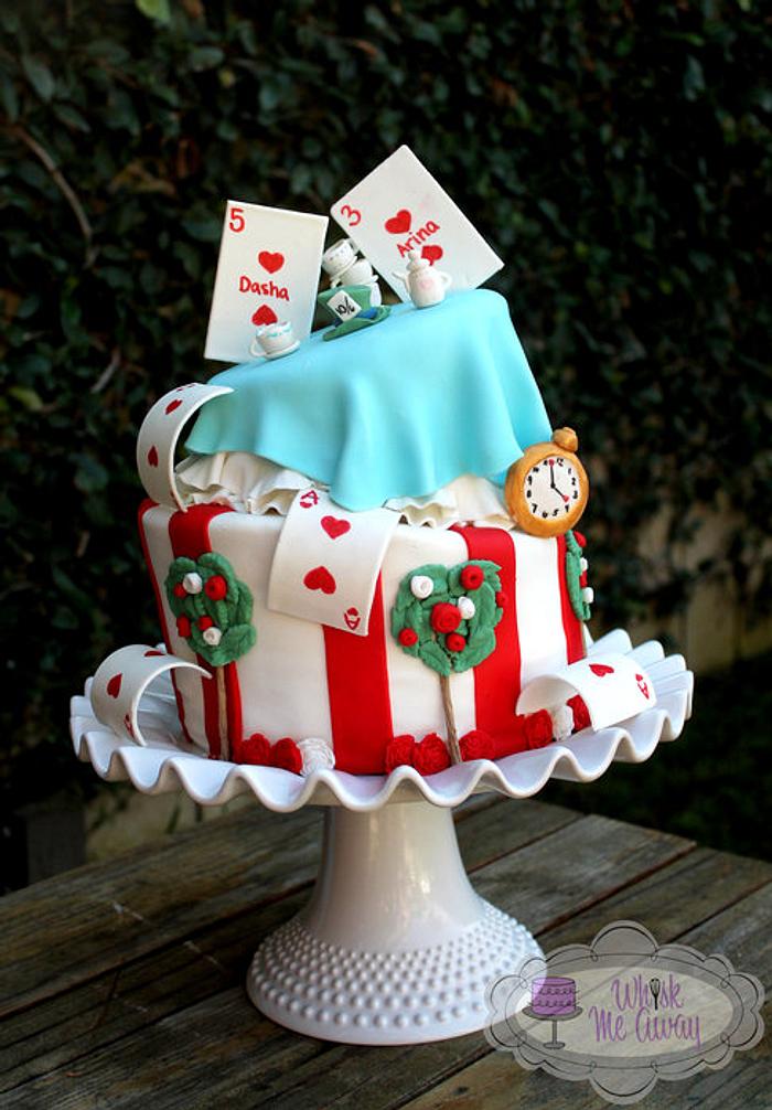 Topsy Turvy Alice In Wonderland cake