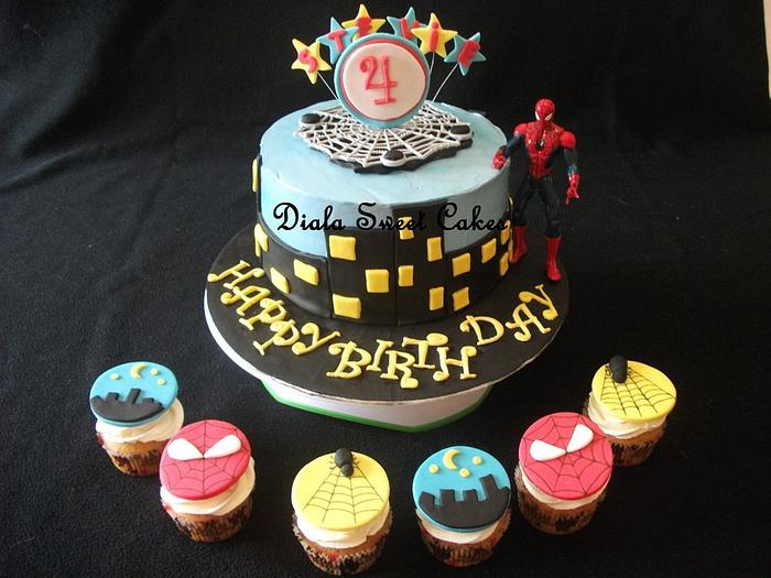 Spiderman cake and cupcakes 